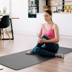 Fitvids 1/2-Inch Thick High Density Foam Exercise Yoga Mat with Carrying Strap, For Cushioning The Body Against Hard Floors, Gray