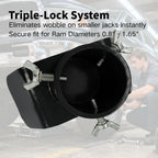 Adjustable Bottle Jack Adapter with Triple-Lock, Secure Wobble-Free Fit for 2T-12T Bottle Jacks, Heavy Duty 1/4" Steel Saddle for 3" & 4" Axle Tubes on RV, Truck, Trailer