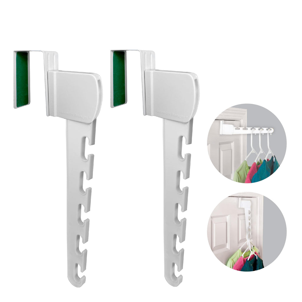 Wonder Hanger Over The Door 2-Pack Organizer for Clothes Hangers, Space-Saving Cascading Hanger Hooks, White