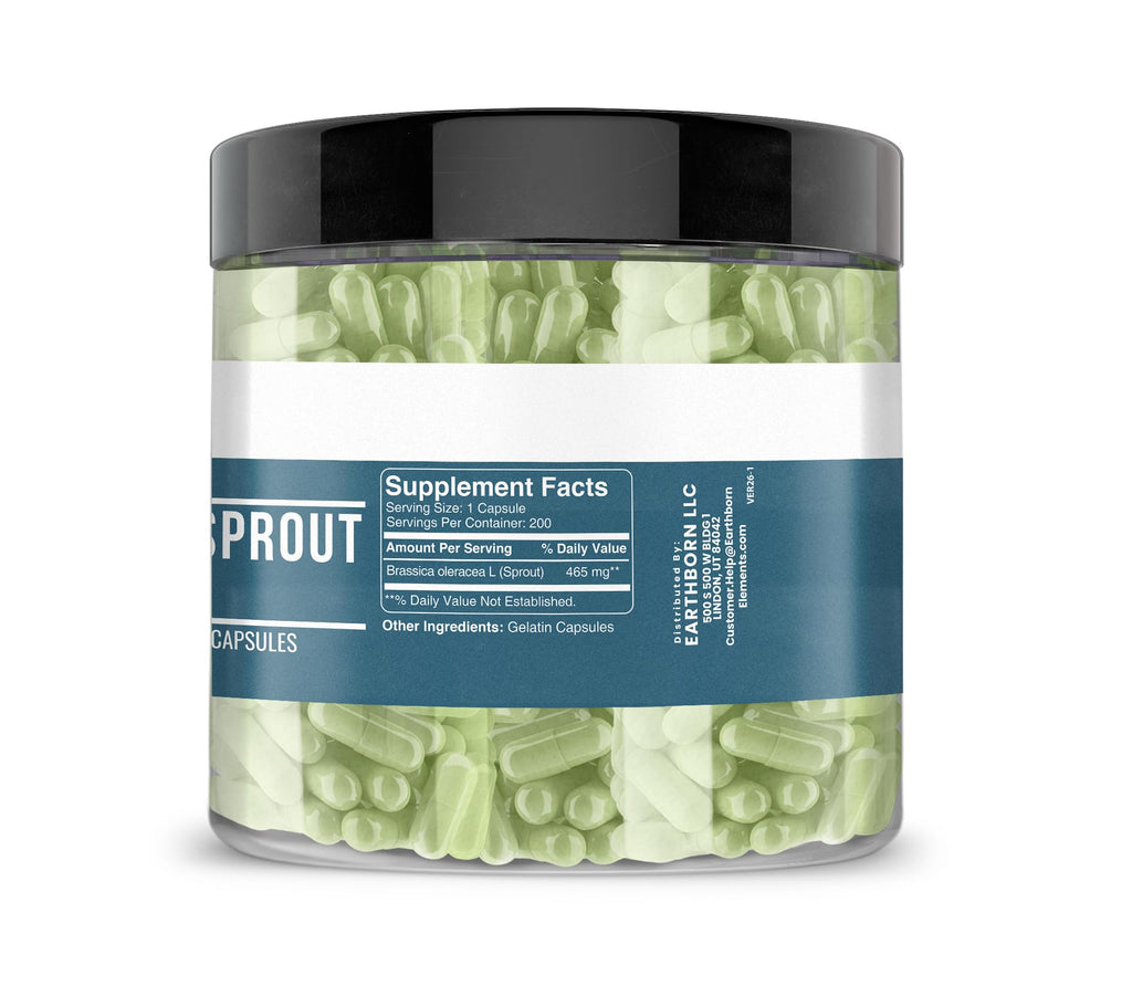 Earthborn Elements Broccoli Extract 200 Capsules, Pure & Undiluted, No Additives