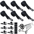 18Pcs Adjustable Length Upgraded Pool Solar Cover Reel Strap Pool Cover Reel Attachment Straps Pool Reel Strap Kit Including 6 Solar Cover Reel Blanket Straps with Hooks,6 Clamps,6 Touch Fastener