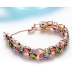 Hermosa 14K Rose Gold Plated Bracelets, Multicolor Cubic Zirconia Classic Tennis Bracelet | Rose Gold Bracelets for Women | Size 7-8 Inch (8 Inch)