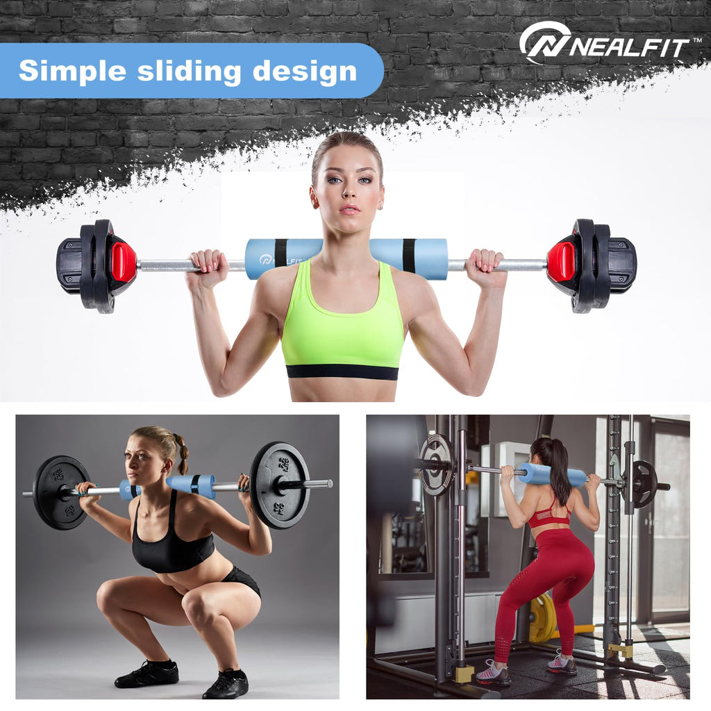 NEALFIT Barbell Pad Squat Pad for Squats���Squat Bar Pad���Great for Weightlifting,Lunges and Hip Thrusts���Foam Sponge Pad���Fit Standard and Olympic Bars Perfectly (Light Blue)