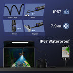 CTEOUNPT Endoscope Camera with Light, 1920P HD Borescope Inspection Camera with 8 Adjustable LEDs, IP67 Waterproof Semi-Rigid Snake Cable for Android, iPhone, and iPad(32.8ft, Single Lens)