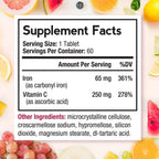 Doctor's Recipes Iron Supplement 65 mg with Vitamin C - Maximized Absorption & Stomach Friendly Iron Pills for Red Blood Cells Formation, Heart, Brain & Immunity Health - Vegan 120 Iron Tabs (2 Pack)