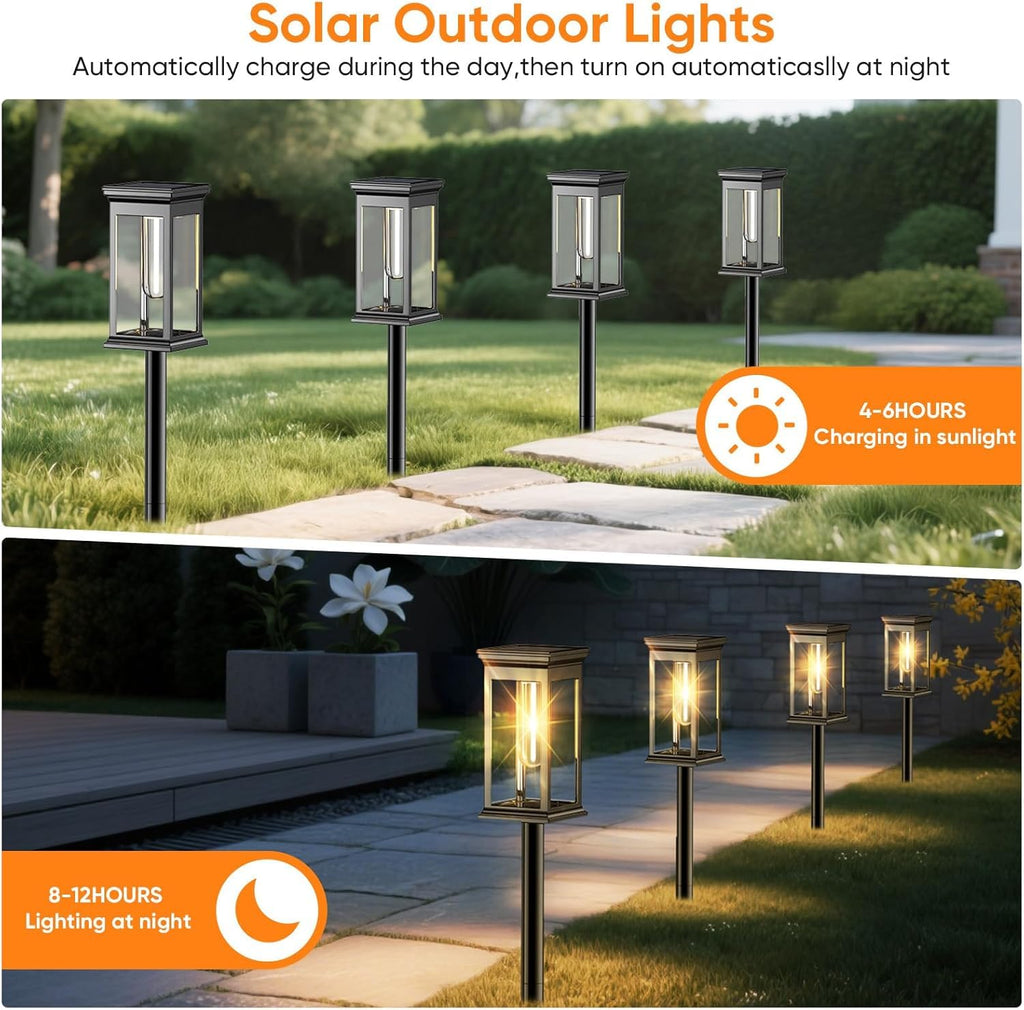 RAVICEN Solar Pathway Lights Outdoor Waterproof – 12 Pack Bright Solar Powered Garden Lights with Auto On/Off, IP65 LED Landscape Lighting for Walkway Patio Lawn Yard Decor