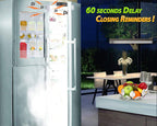 FRIDGGI - Refrigerator Door Alarm with 60 Second Delay, 2, 3, and 4 Minute Reminders, Freezer Door Chime, Low/Loud 80 to 110 dB – Compact Size. (Black)