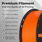 Miailuy 3D Printer Filament 1.75mm Orange PLA+ Filament Accuracy +/- 0.02mm, 1kg Spool (2.2lbs), Tangle-Free, Clog-Free,High Compatibility Easy Printing,Fit Most FDM 3D Printer