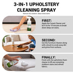 kanfort Carpet & Upholstery Cleaner 5-Piece Set, Fast Action Stain Remover for Furniture, Fabric, Sofa, Car Seats & Clothes - Includes Brush and Towel - Safe for Kids and Pets, Includes Brush & Towel