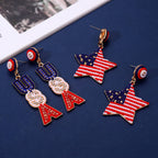 NLCAC USA Earrings Beaded American Flag Earrings USA Star Ice Cream Drop Dangle Earrings 4th of July Gifts for Women Star