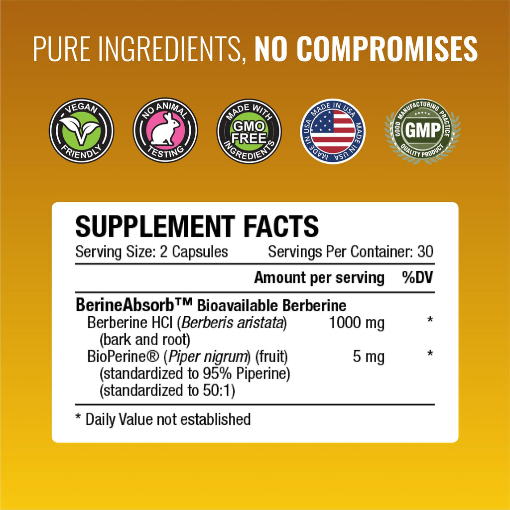Approved Science Berberine 1000mg - High Absorption Berberine Supplement with BioPerine - 360 Capsules - 6 Month Supply - Vegan