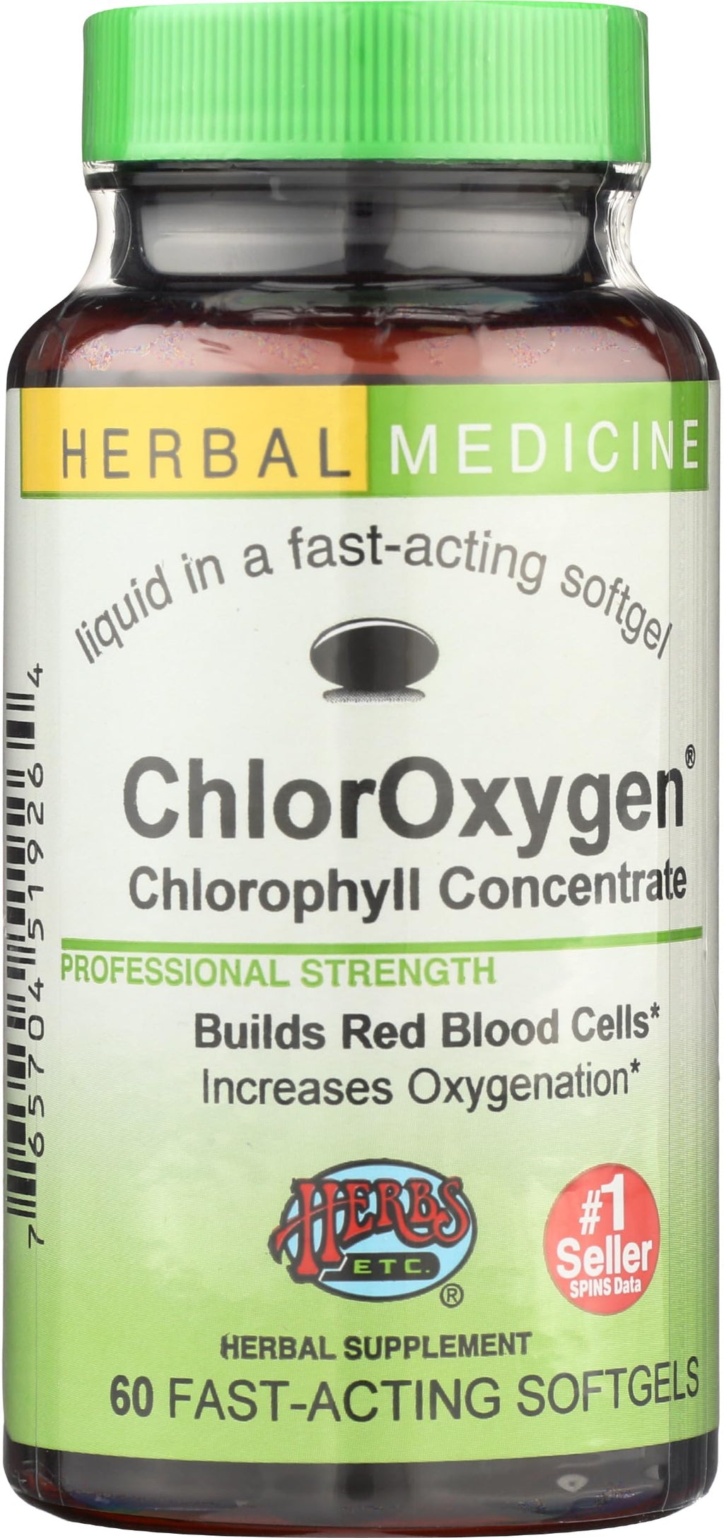 Herbs Etc. ChlorOxygen Chlorophyll Concentrate - Aids Healthy Blood Circulation - High-Altitude Environment Support - Energy Support - 60 Softgels (60 Servings)