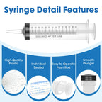 150mL Plastic Syringe for Liquid - 20 Pack Large Syringes with Adapter