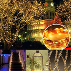 Joomer Solar Fairy Lights, 4-Pack Total 104FT 320LED Solar String Lights Outdoor Waterproof 8 Lighting Modes for Patio Fence Party Garden Yard Home Holiday Tree Outdoor Decoration (Warm White)