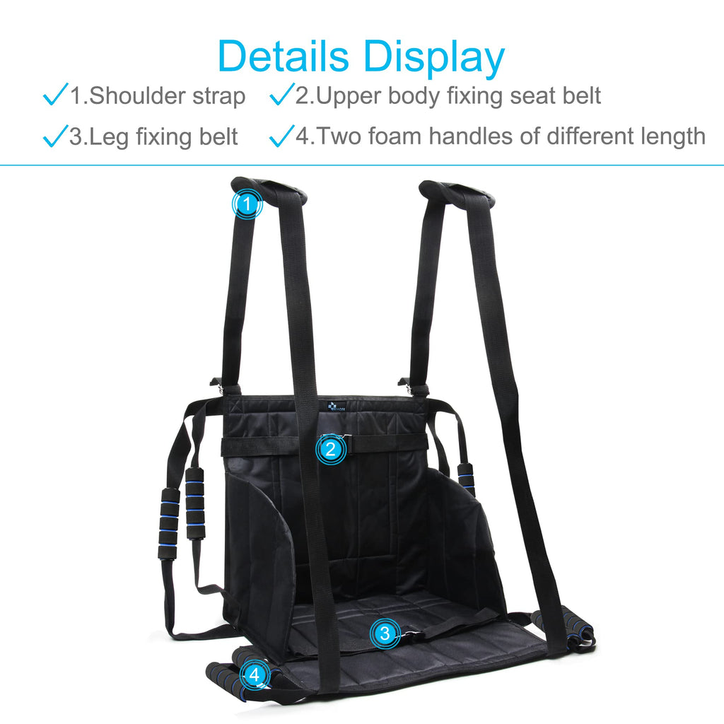 REAQER Transfer Belt Patient Lift Aid Slide Board for Lifting Seniors Wheelchair Seatbelt Stair Lifts Assist Transferring for Elderly Bariatric,Handicap Mobility Aids Equipment(8Handles +2 Straps)