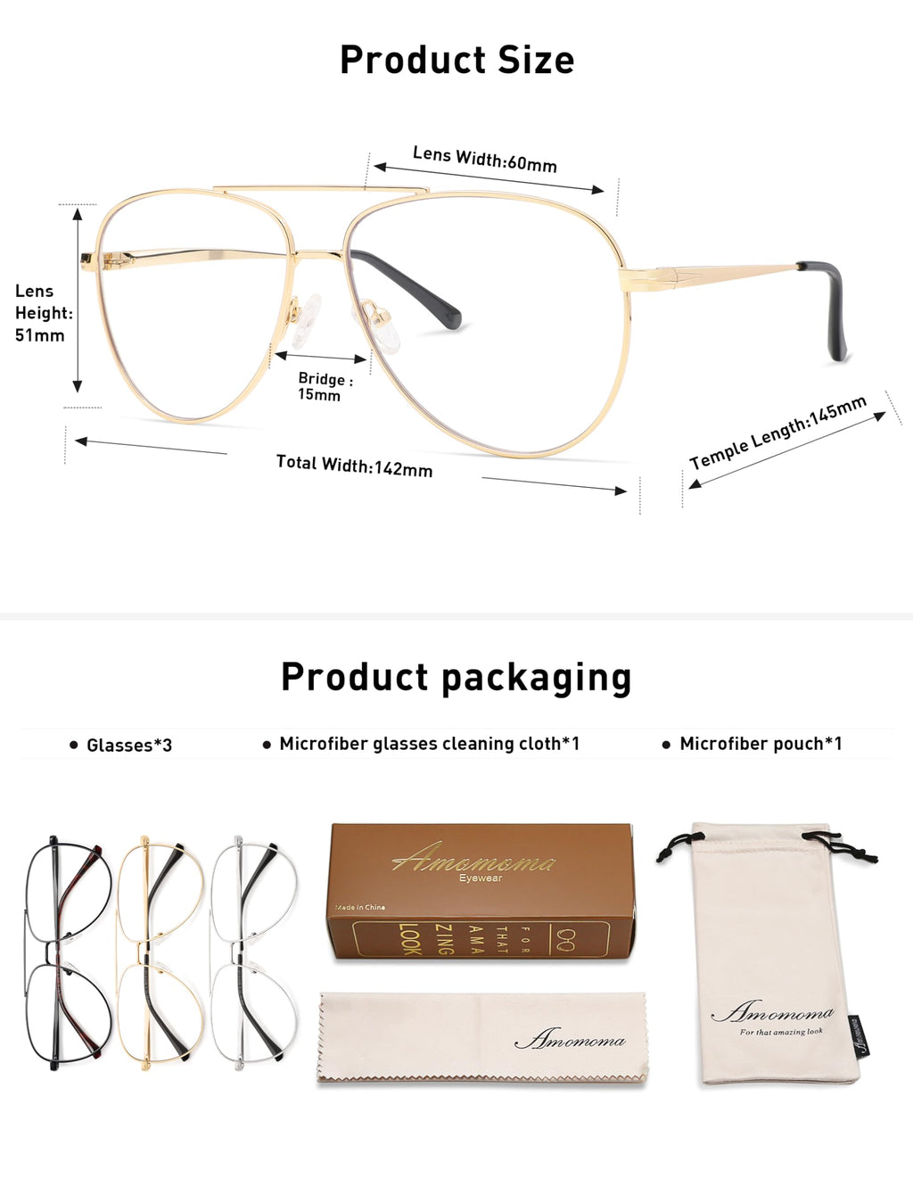 AMOMOMA Trendy Aviator Reading Glasses for Women,Men Blue Light Blocking Computer Readers Retro Metal Frame AM6162, Black&Gold&Silver 2.50x