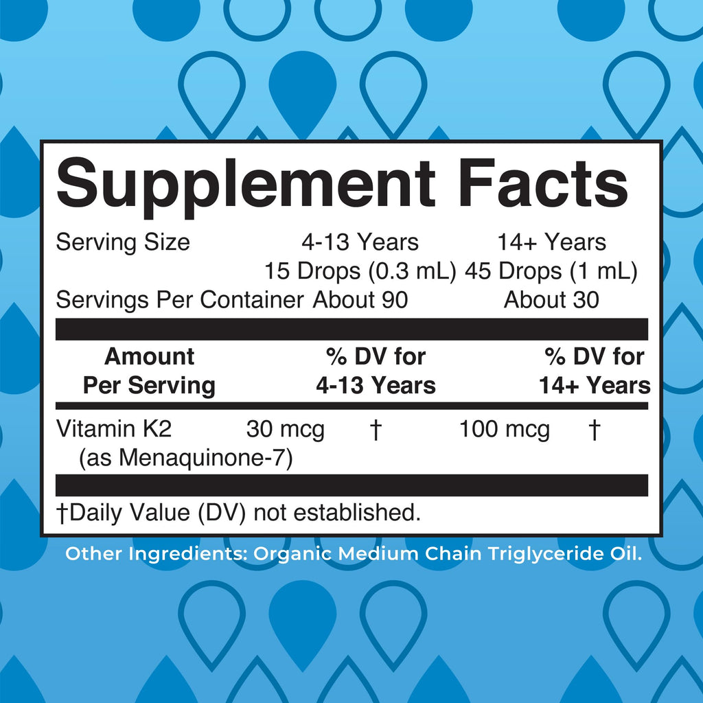 MaryRuth’s USDA Organic Vitamin K2 MK7 Liquid Drops for Adults & Kids | Sourced from Natto | Menaquinone- 7 | Vegan K2 Vitamin for Bone Health & Calcium Absorption | 1oz | Up to 90 Servings