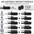 APEXUP 10lbs/Pair Adjustable Ankle Weights for Women and Men, Modularized Leg Weight Straps for Yoga, Walking, Running, Aerobics, Gym, Physical Therapy (Black)