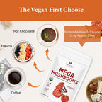VELOTO Organic Mega Mushroom Powder Blend,10 in 1 Complex Mushroom Extract Powder Herbal Supplement with Reishi, Cordyceps, Chaga, Lion's Mane, Vegan & More, Sustainably US Grown, Filler Free, 10oz
