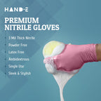 Hand-E Touch Pink Nitrile Disposable Gloves Small, 200 Count - Esthetician, Nail Tech, Microblading, Hair Dye & Stylist, Salon, Cleaning Gloves - Latex Free