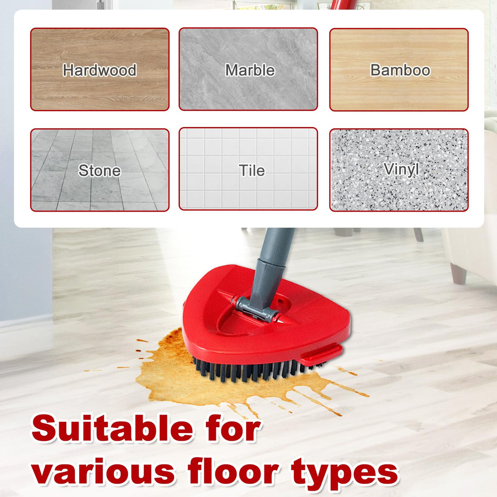 DLAIMI Mop Handle Replacement for Ocedar, 4 Section 30" to 58" Extendable Length Mop Stick for Ocedar Spin Mops Refills and Brooms Floor Cleaning, Include Base and Scrub Brush