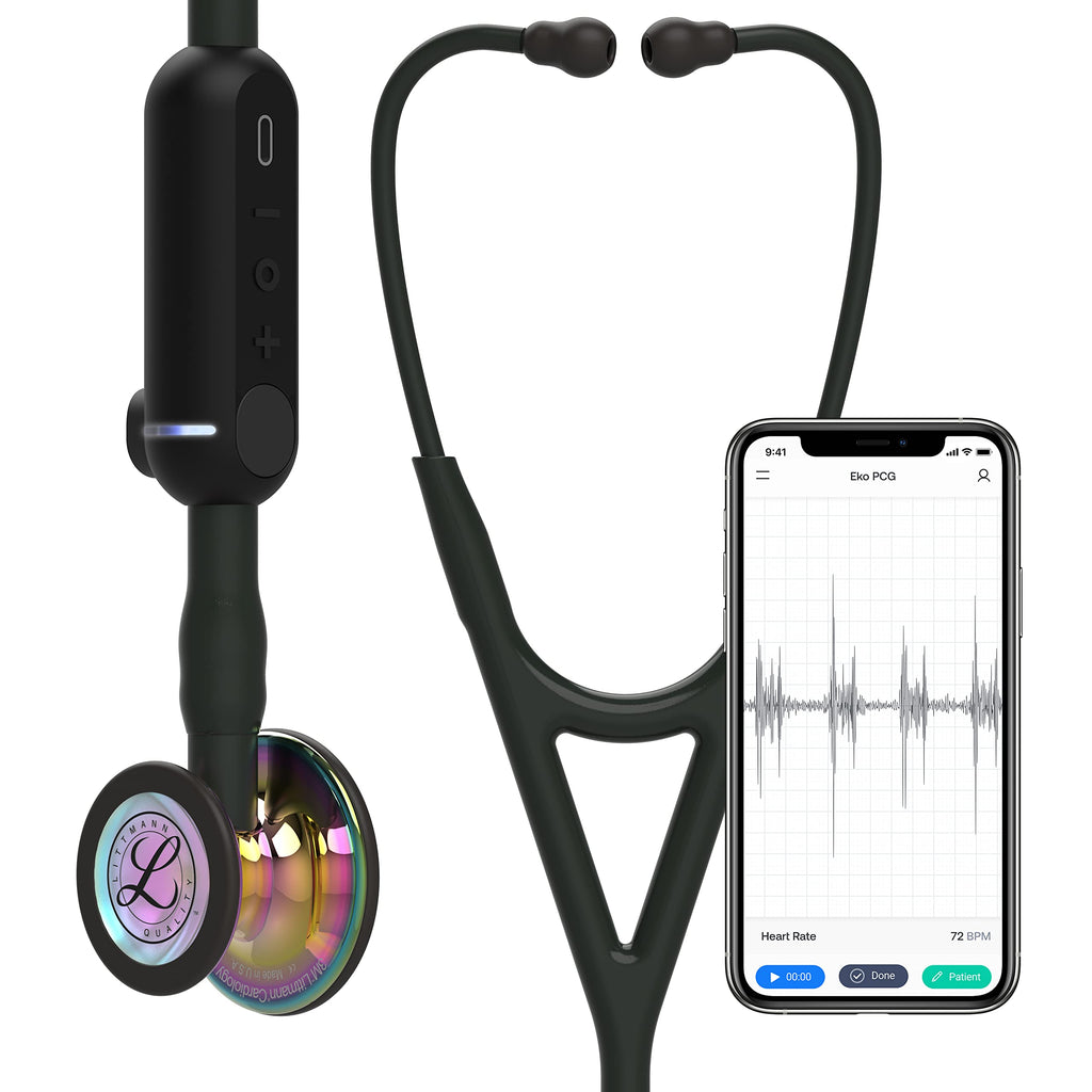3M Littmann CORE Digital Stethoscope, Our Most Advanced Stethoscope Yet, Up To 40x Amplification, Active Noise Cancellation, In-App Sound Wave Visualization, High Polish Rainbow Chestpiece, 8570