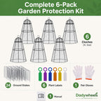 Dadywheels Easy-Snap Open Design Chicken Wire Cloche (6-Pack) - Adjustable Garden Plant Protectors from Birds & Animals for Large Plants & Flowers,14" D x 20" H