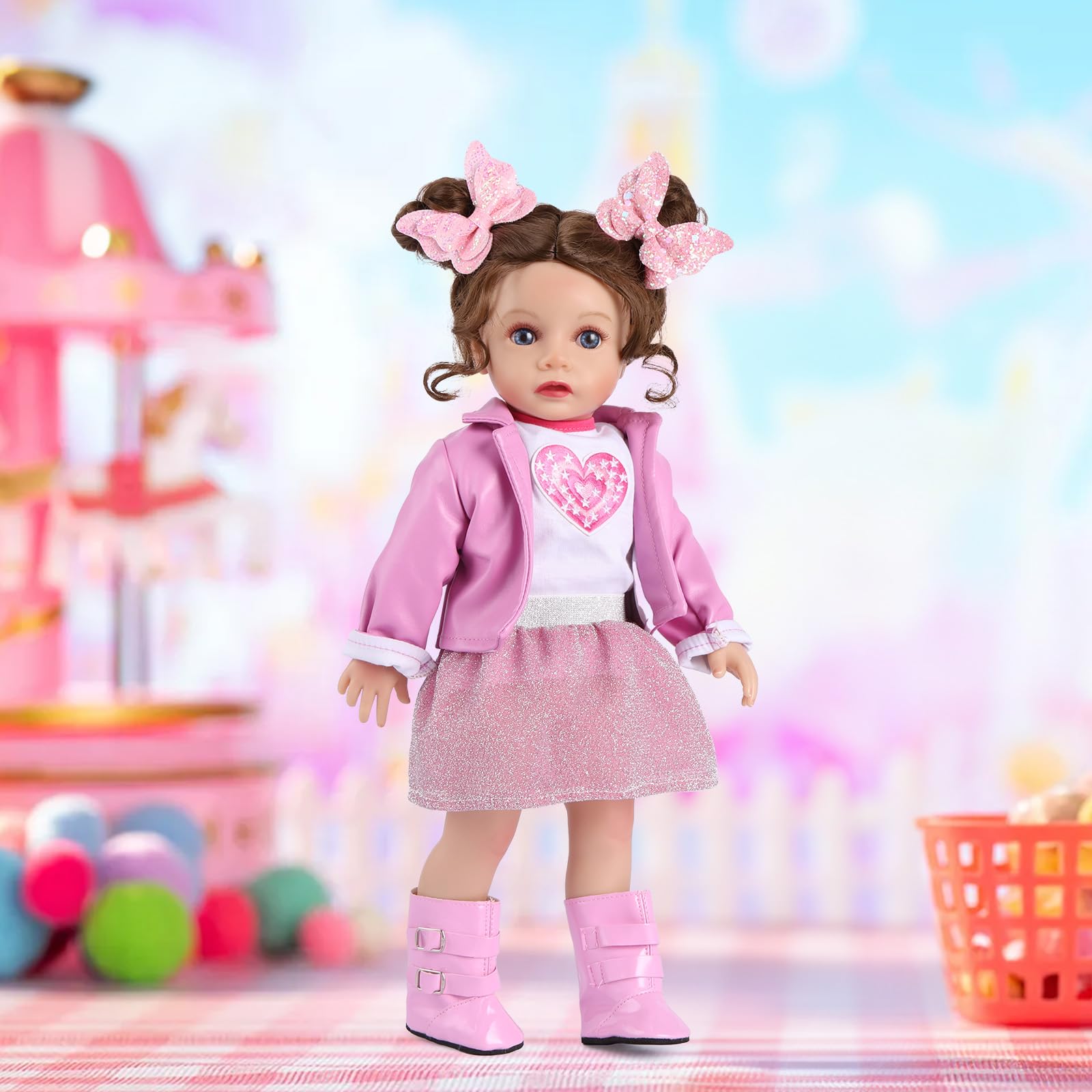 BABESIDE Lifelike Reborn Baby Dolls Dara - 15 Inch Realistic-Newborn Baby Doll Brown Hair Girl Handmade Real Life Toddler Dolls with Clothes and Toy Accessories Gift for Kids Age 3+