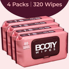 BOOTY WIPES Flushable Wipes Women - 320 Total Count (4 Packs of 80) Wet Wipes for Adults - pH Balanced Feminine Wipes with Aloe and Vitamin E - Gentle Cleansing Female Toilet Wipes for Sensitive Skin