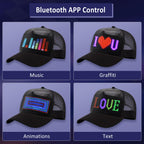 GOTUS LED Hats, LED Display Screen Smart Caps,Bluetooth APP Control,Custom Text, Patterns, Animations for Party Christmas Halloween(1632) Black