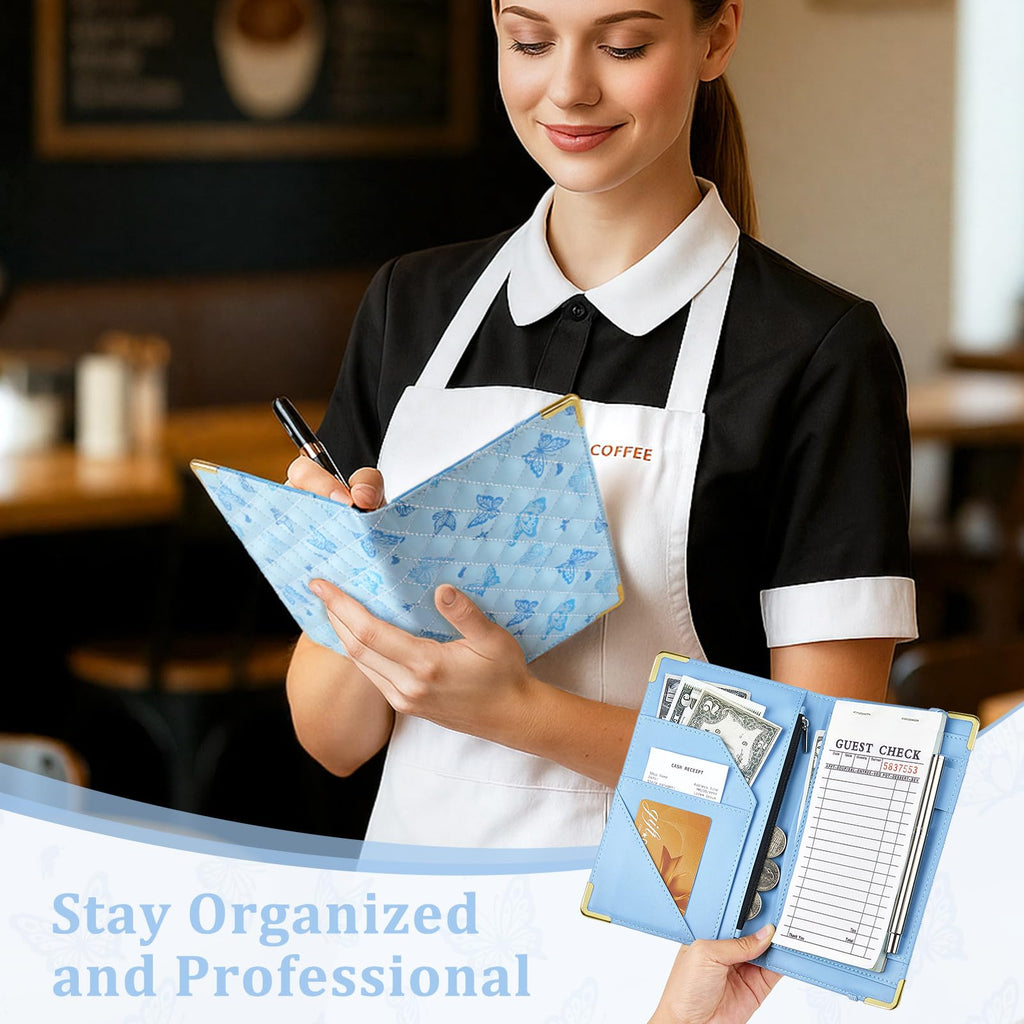 EllaSeek Server Books for Waitress, Cute Server Book with Zipper Pocket