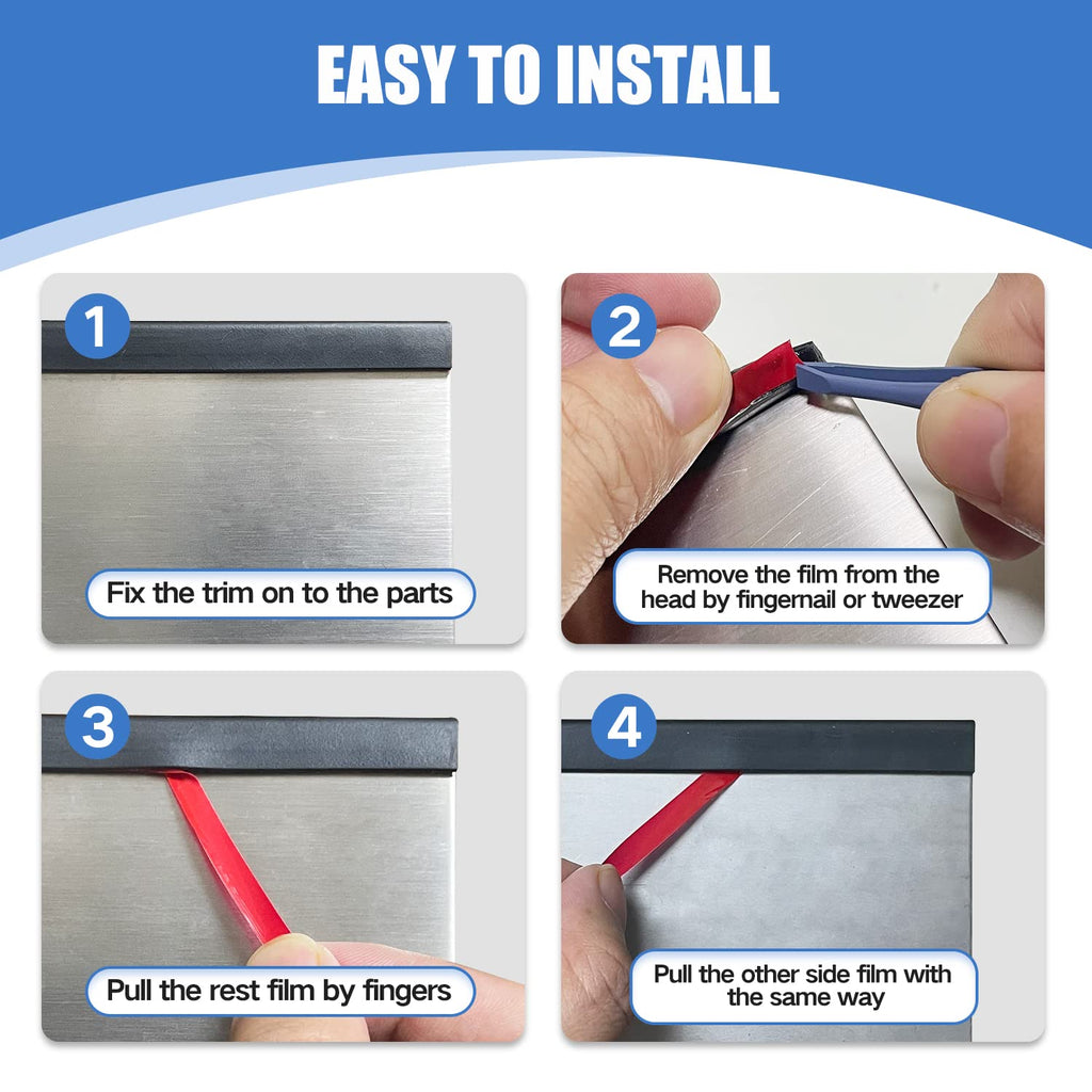 Rubber Edge Trim, Self-Adhesive Rubber Edge Trim, Edge Protector for Sheet Metal, EPDM Material, Fit 1/16"(1.5mm), Length 20Ft, Black Color