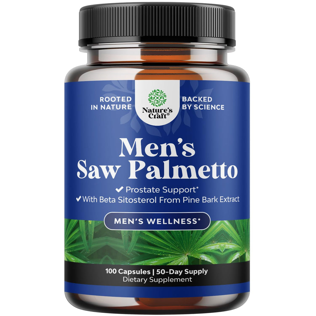 Natures Craft Saw Palmetto for Men with Beta Sitosterol - Saw Palmetto Extract Prostate Health Supplement for Men Bladder Control and Prostate Support - Restoring Hair Supplement