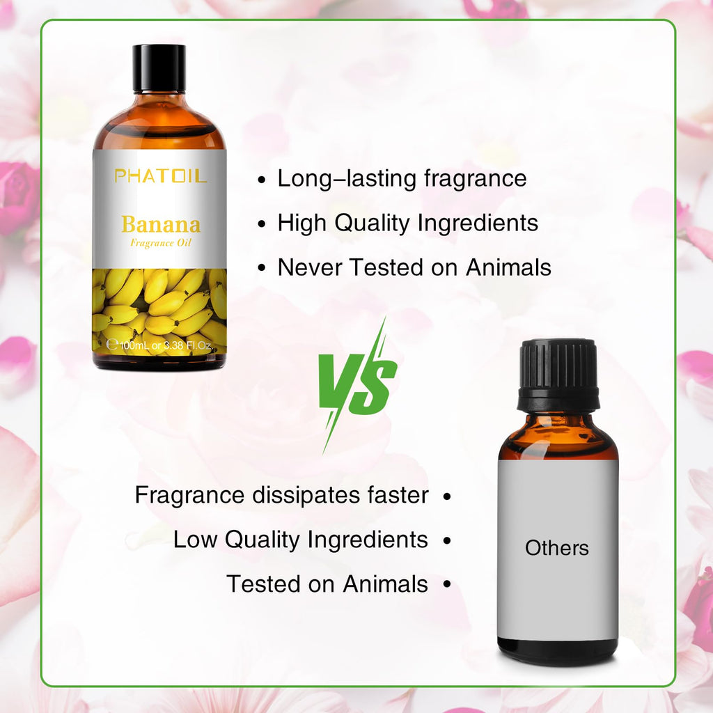 PHATOIL 3.38FL.OZ Banana Fragrance Oils for Aromatherapy, Essential Oils for Diffusers for Home, Perfect for Diffuser, Yoga, Skin Care, DIY Candle and Soap Making - 100ml