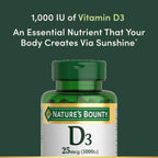 Nature's Bounty Vitamin D3 1000 IU, Immune Support, Helps Maintain Healthy Bones, 250 Rapid Release Softgels (Pack of 3)