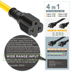 [15-Feet] NEMA 5-15P to 5-15R/ 5-20R/ 6-15R/ 6-20R AC Adapter, Plugrand 12AWG 15 Amp Household AC Plug to 20 Amp T Blade Adapter Cable, 15A 125V to 20A 250V Extension Cable, 15FT