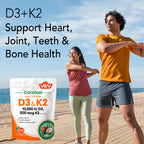 VEV Corefeel Vitamin D3 K2, 10,000 IU D3, 200mcg K2 (with MK7), Supports Bone and Teeth Health, Dual Nutrient Support for Daily Wellness, Easy to Swallow – 300 Capsules
