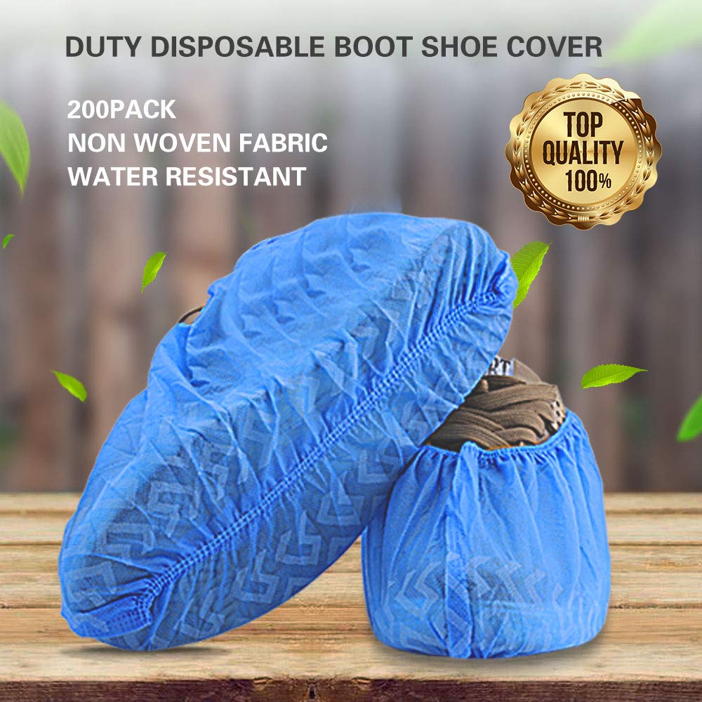 Shoe Covers Disposable 200 Pack (100 Pairs) | Non-Slip, Durable, Indoor | Protect Your Home, Floors and Shoes
