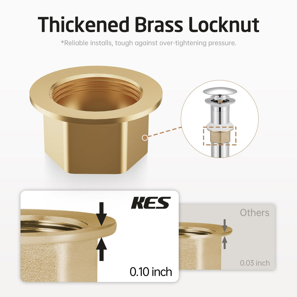 KES Bathroom Sink Drain with Strainer Basket Hair Catcher Anti Clog Pop Up Drain Stopper Vanity Vessel Sink Without Overflow, Polished Chrome S2013D-CH
