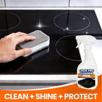 3-in-1 Stove Top Cleaner Kit - Glass Cooktop Cleaner for Ceramic Electric Gas & Induction Stoves - Includes Heavy Duty Scraper and Double-Sided Sponges for Removing Burnt-on Grease, Oil & Grime