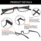 Kerecsen Half Frame Reading Glasses for Men & Women, Lightweight Comfort-Fit Design with Spring Hinges (5Black, 2.00)