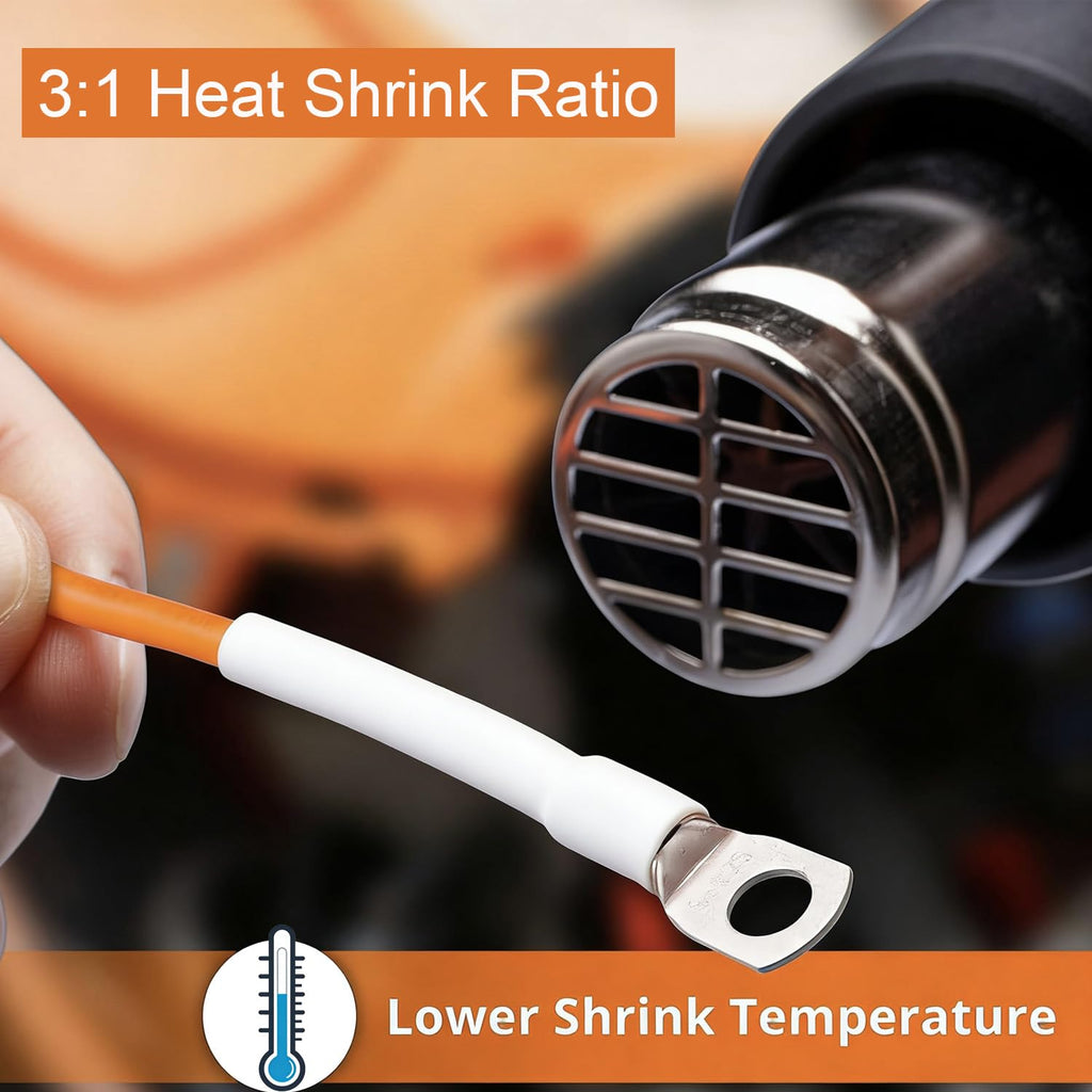 Twippo Heat Shrink Tubing Kit 355pcs - 3:1 Adhesive Lined - Electrical Waterproof Industrial Heat Shrink Terminal Connectors - Marine Grade Wire Connector Shrink Wrap Tube - 3.15" Length - White