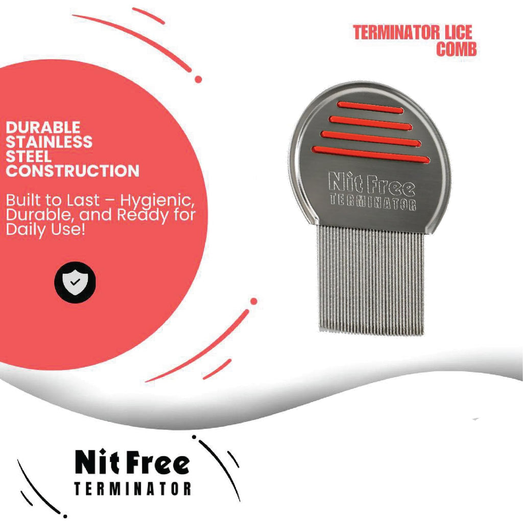 Nit Free Terminator Lice Comb - Professional Stainless Steel Comb for Effective Head Lice Treatment (Colors May Vary) (Pack of 24)