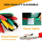 60PCS Premium Alligator Clips Electrical, Crocodile Test Leads with Test Probes, 5 Colors Double-Ended Jumper Wires with Alligator Clips for Multimeter, DIY Engineering Experiment Circuit Connection