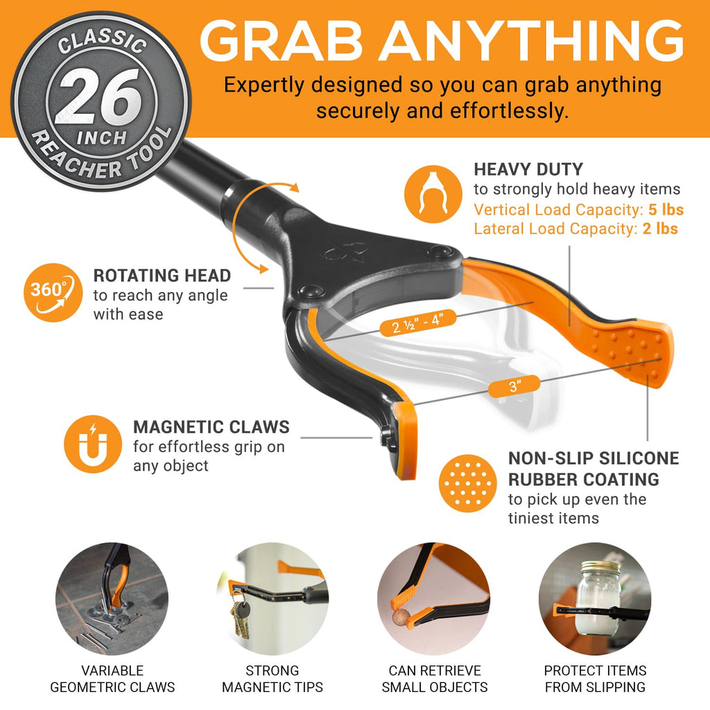 EZPIK Grabber Reacher Pro (43-inch), Premium Trash Picker with Comfortable Ergonomic Handle for Effortless Pickup of Trash, Litter & Small Debris, Ideal for Yard Work, Beach Cleanups & More