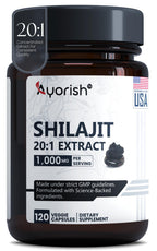 Ayorish Pure Shilajit Capsules 1000mg 120 Count with Fulvic Acid & 85+ Trace Minerals for Enhanced Energy and Immune Support Men & Women Better Than Shilajit Resin