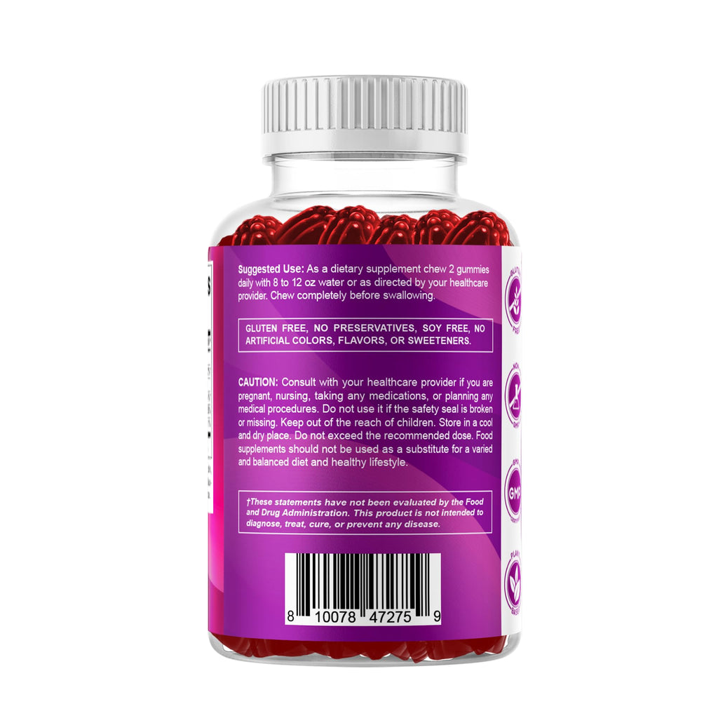 Vitamatic 2 Packs Vitamin B6 100mg Gummies – Natural Strawberry Flavor – 60 Pectin-Based Gummies per Bottle – Nervous System & Energy Support