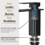 FORIOUS Bathroom Faucet Matte Black Modern Waterfall Bathroom Sink Faucet 1 or 3 Hole Single Handle with Deck Plate and Drain, Suitable for Vanity Rv Camper Commerical