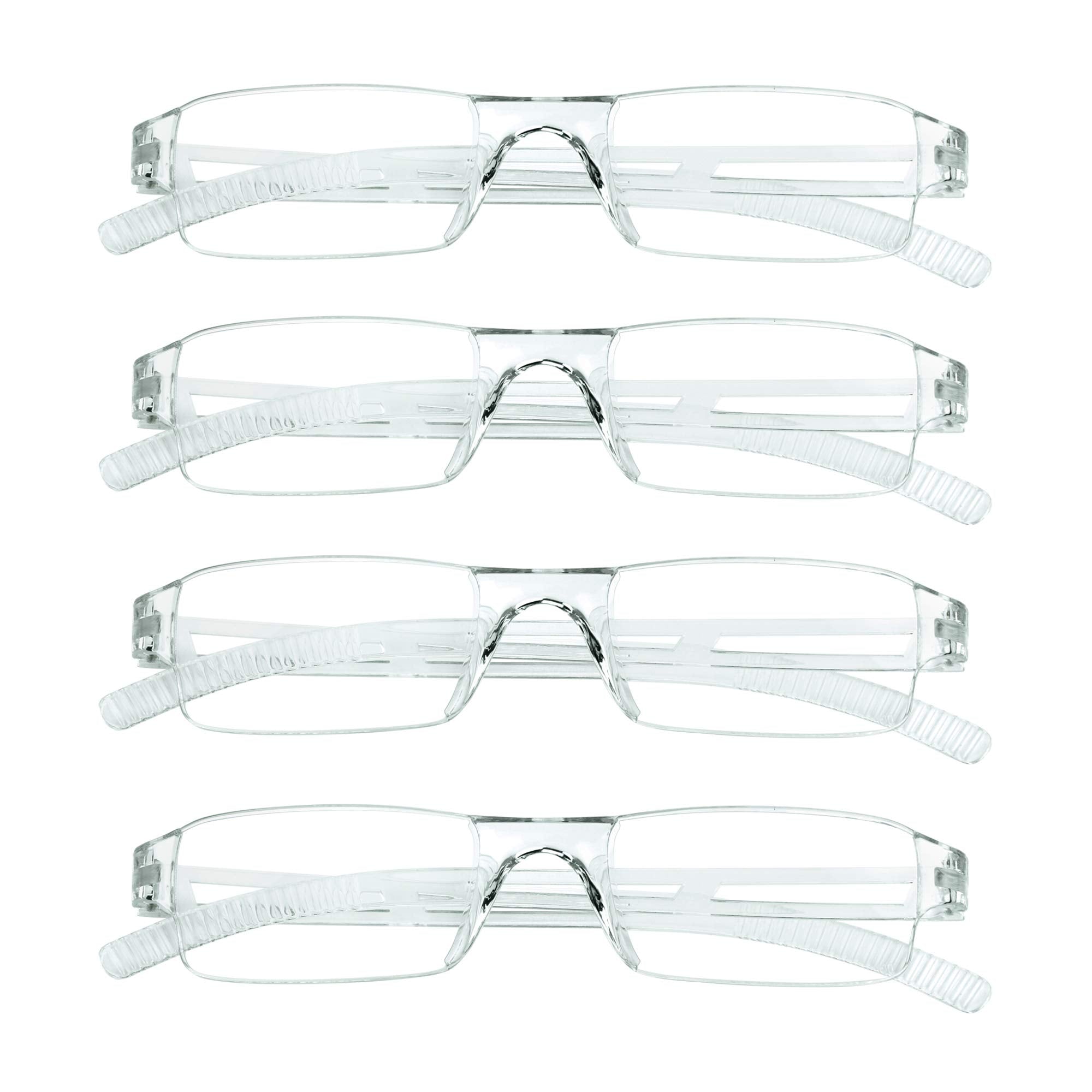 LifeArt Blue Light Blocking Reading Glasses, 2 or 4-Pack Men’s and Women’s Rectangular Frame, Anti-Reflective Lenses, +2.00Magnifaction