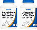 Nutricost L-Arginine L-Citrulline Complex 750mg, 240 Capsules (2 Bottles) - Non-GMO